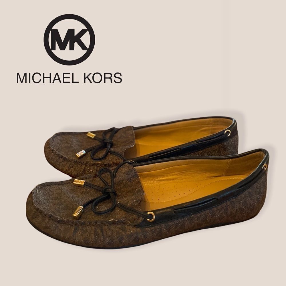 Michael Kors Brown Signature MK Bow Loafers 9